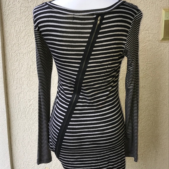 Vintage Diagonal Zipper longsleeve stripe tee - Picture 1 of 4